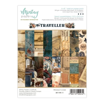Bloco de Papéis para Scrapbook A5 - Coleção Traveller - Mintay