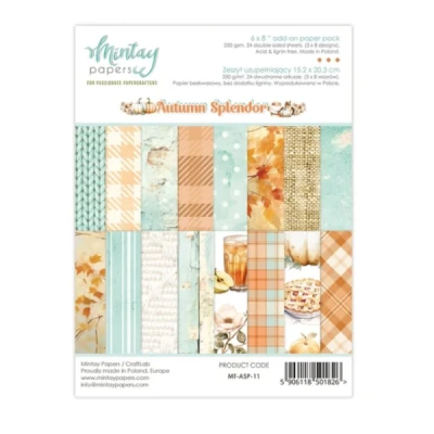 Bloco de Papéis para Scrapbook A5 - Coleção  Autumn Splendor - Mintay