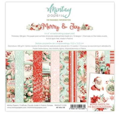 Bloco de Papéis para Scrapbook 15x15 - Coleção Merry e Joy - Mintay